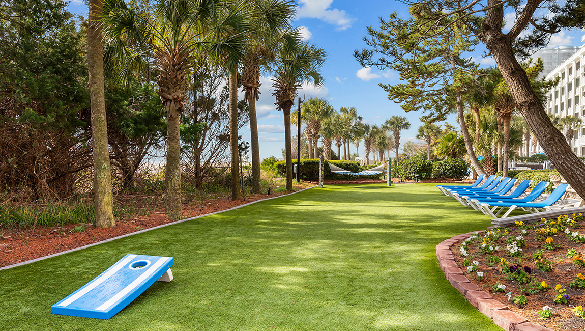 Lawn with Cornhole